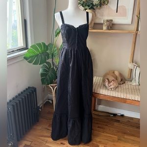GUNNE SAX x MODCLOTH black eyelet maxi dress prairie western cowgirl